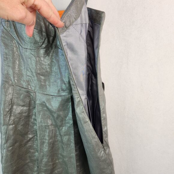 Cynthia Cynthia Steffe Silver 100% Linen Fit and Flare Cocktail Dress, Size 0 - Picture 8 of 16